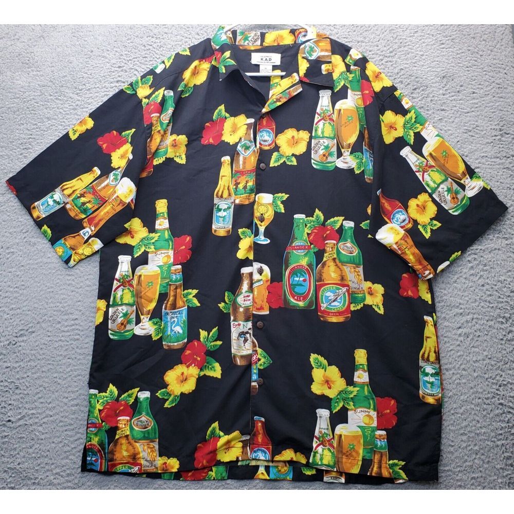 K.A.D‎ Clothing Co Shirt Men XL Multi Hawaiian Short Sleeve Collared Button Down